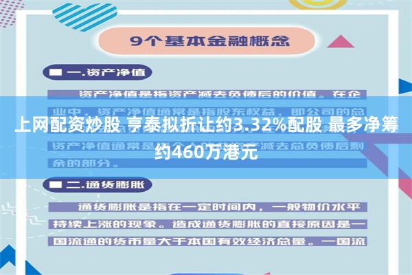 上网配资炒股 亨泰拟折让约3.32%配股 最多净筹约460万港元